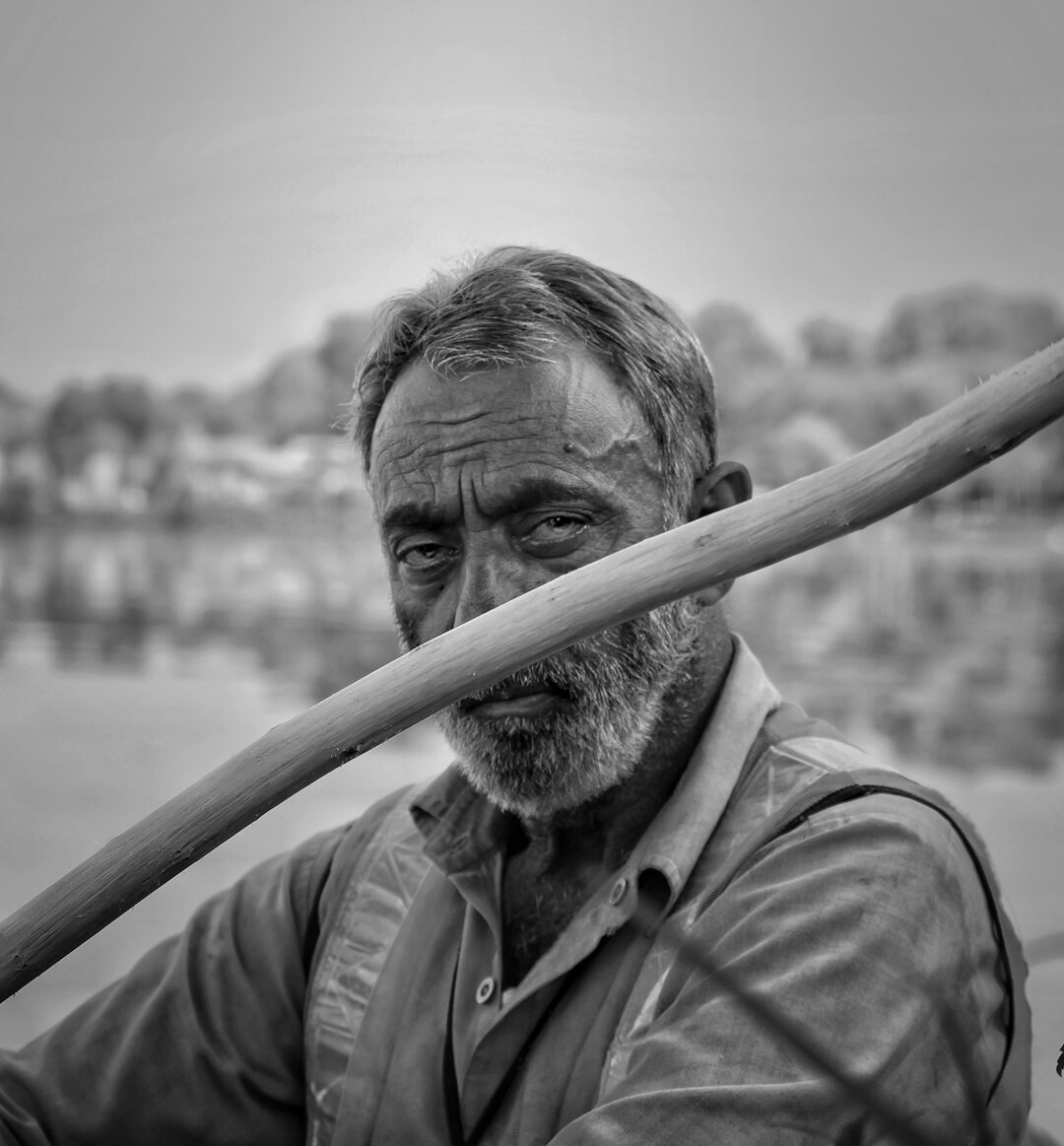 Studio portrait of an older brazilian man with grey hair