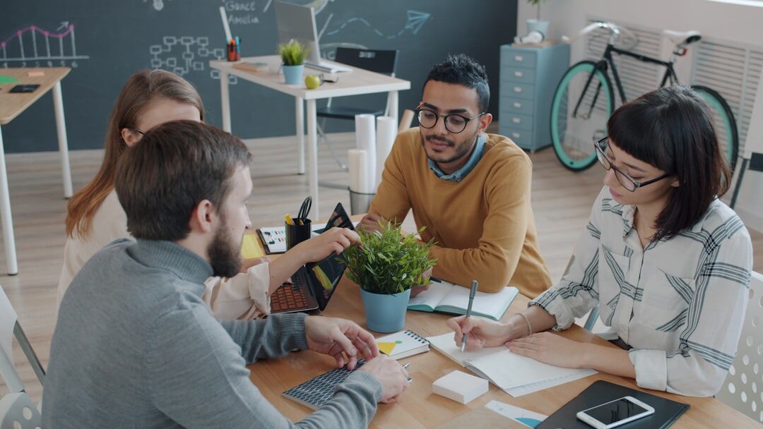 team discussion in office
