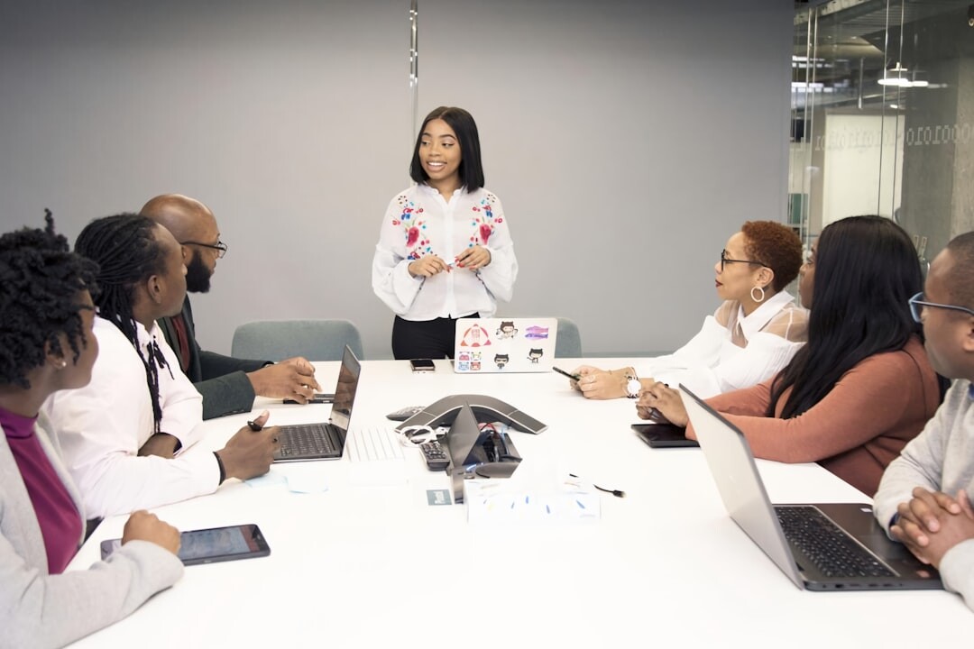 woman presenting to group